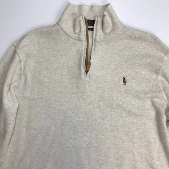 Polo Ralph Lauren Other - POLO RALPH LAUREN Estate Rib Men 100% Cotton Large Beige Logo Sweater